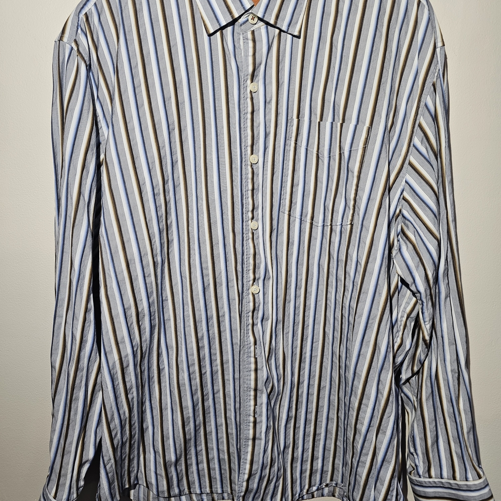Tommy Bahama Blue and White Dress Shirt with Button-Down Collar